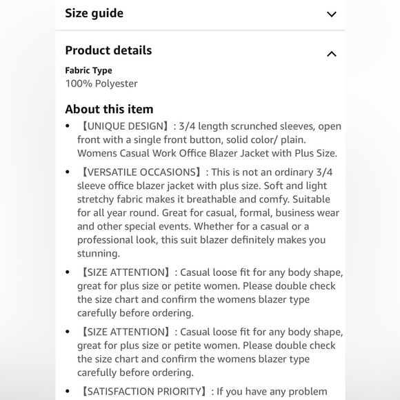 Beyove Women's 3/4 Stretchy Ruched Sleeve Lightweight Work Office Blazer NWT 2XL - Picture 6 of 10